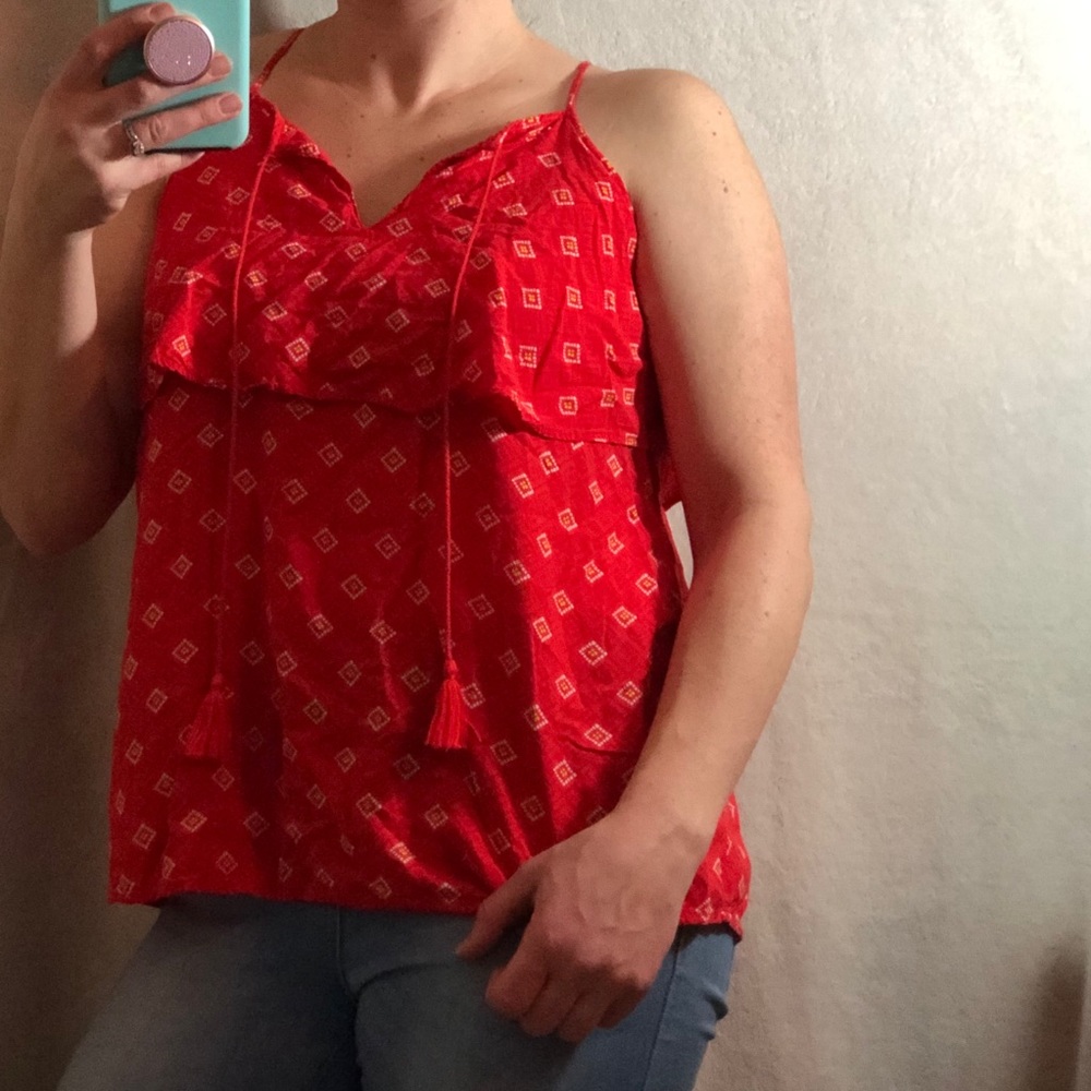 Old Navy Red Ruffle Tassel Tank Top